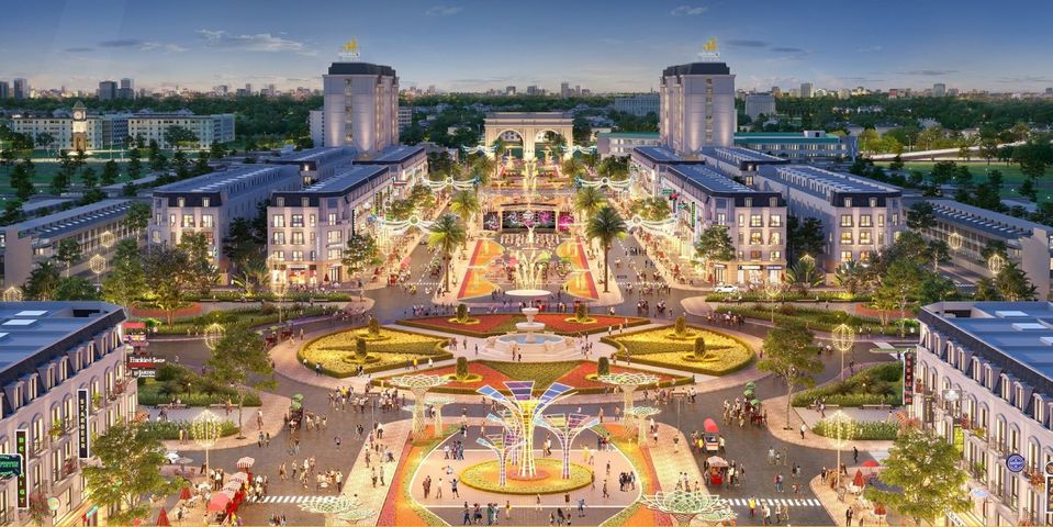 Phối cảnh đêm shophouse HP Intermix Bắc Giang - tuyến phố thương mại sầm uất